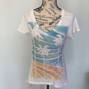 Women's Coral Bay St John, Virgin Island Palm Trees White T-Shirt Size M
